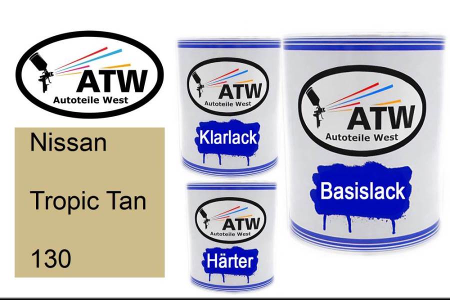Nissan, Tropic Tan, 130: 1L Lackdose + 1L Klarlack + 500ml Härter - Set, von ATW Autoteile West.